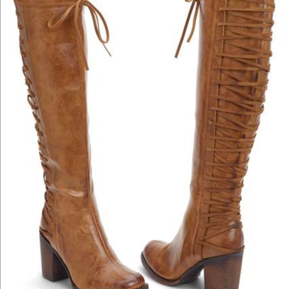 Venus tan lace up (side zip) boots
